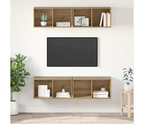 Sienas Tv Skapis 4 Pcs Amatnieku Ozola 37 X 37 X 72 Cm Vidaxl Sienas Tv Skapis 4 Pcs Amatnieku Ozola 37 X 37 X 72 Cm Vidaxl