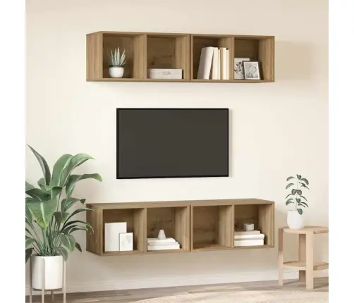 Sienas Tv Skapis 4 Pcs Amatnieku Ozola 37 X 37 X 72 Cm Vidaxl Sienas Tv Skapis 4 Pcs Amatnieku Ozola 37 X 37 X 72 Cm Vidaxl