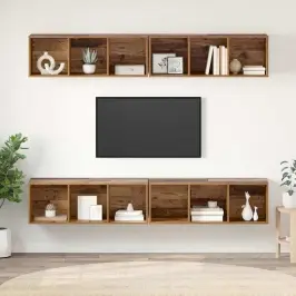 Sienas Tv Skapis 4 Pcs Vecs Koks 37 X 37 X 107.5 Cm Vidaxl