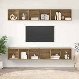 Sienas Tv Skapis 4 Pcs Amatnieku Ozola 37 X 37 X 107.5 Cm Vidaxl