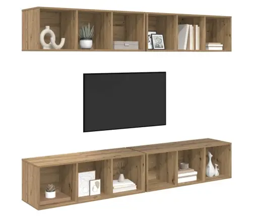 Sienas Tv Skapis 4 Pcs Amatnieku Ozola 37 X 37 X 107.5 Cm Vidaxl
