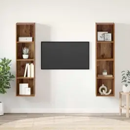 Televizora Skapīša 2 Pcs Brūna 37 X 37 X 142.5 Cm Vidaxl