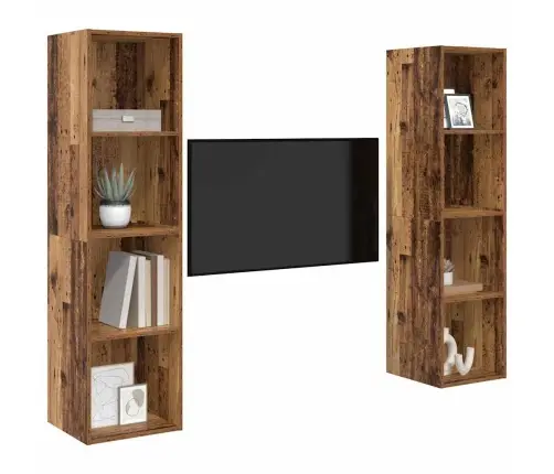 Tv Skapīšu Komplekts 2 Pcs Brūna 37 X 37 X 142.5 Cm Vidaxl