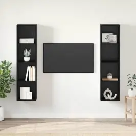Televizoriaus Spintelė 2 Pcs Juoda 37 X 37 X 142.5 Cm