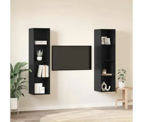 Televizoriaus Spintelė 2 Pcs Juoda 37 X 37 X 142.5 Cm