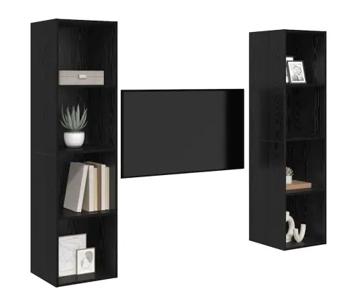 Televizoriaus Spintelė 2 Pcs Juoda 37 X 37 X 142.5 Cm