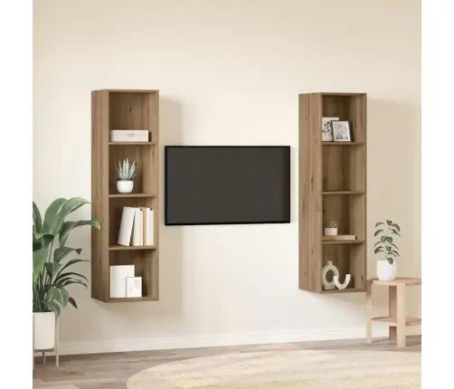 Tv Skapīšu Komplekts 2 Pcs Brūna 37 X 37 X 142.5 Cm Vidaxl
