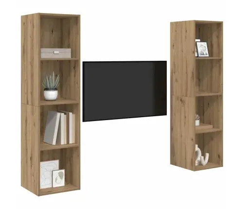 Tv Skapīšu Komplekts 2 Pcs Brūna 37 X 37 X 142.5 Cm Vidaxl