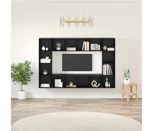 Tv Skapīšu Komplekts 4 Pcs Melna 37 X 37 X 142.5 Cm Vidaxl