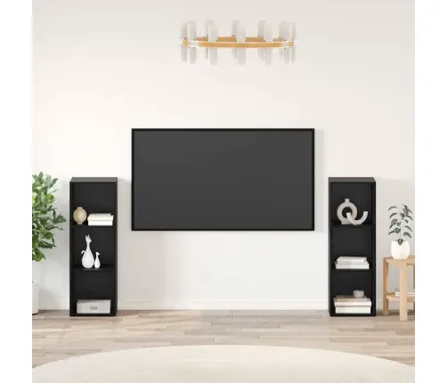 Tv Skapīšu Komplekts 2 Pcs Melni Ozoli 107 X 35 X 37 Cm Vidaxl