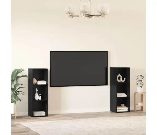 Tv Skapīšu Komplekts 2 Pcs Melni Ozoli 107 X 35 X 37 Cm Vidaxl