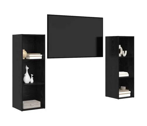 Tv Skapīšu Komplekts 2 Pcs Melni Ozoli 107 X 35 X 37 Cm Vidaxl