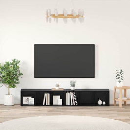 Tv Skapīšu Komplekts Melns Ozolkoks Inženierijas Koks Vidaxl