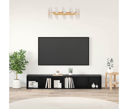 Tv Skapīšu Komplekts 2 Pcs Melns Ozolkoks 37 X 35 X 107 Cm Vidaxl