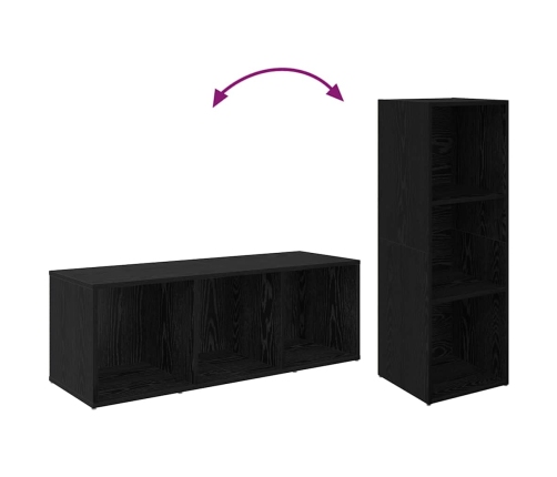 Tv Skapīšu Komplekts 2 Pcs Melns Ozolkoks 37 X 35 X 107 Cm Vidaxl