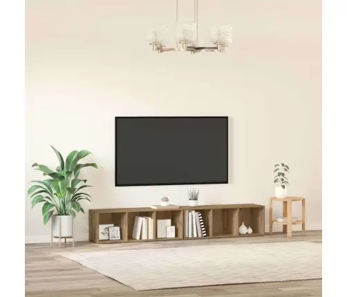 Tv Skapīšu Komplekts 2 Pcs Artisānā Ozols 37 X 35 X 107 Cm Vidaxl