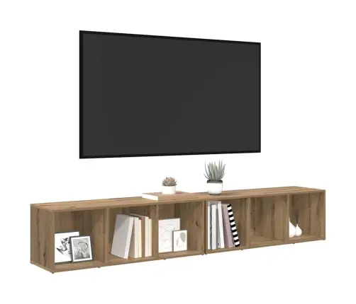Tv Skapīšu Komplekts 2 Pcs Artisānā Ozols 37 X 35 X 107 Cm Vidaxl