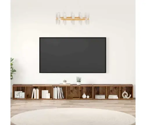 Televizora Skapīša 3 Pcs Veca Koka 37 X 35 X 107.5 Cm Vidaxl