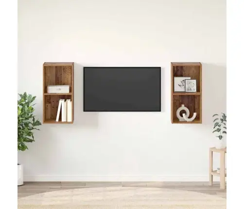 Sieninis Televizoriaus Stovas 2 Pcs Senas Medis 37 X 37 X 72 Cm
