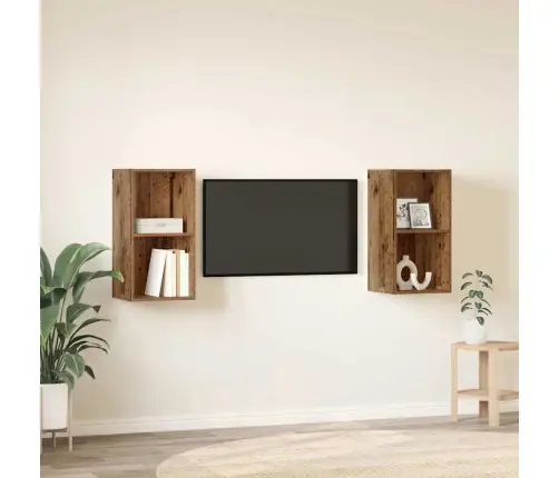 Sieninis Televizoriaus Stovas 2 Pcs Senas Medis 37 X 37 X 72 Cm