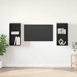 Sienas Tv Skapis 2 Pcs Melni Ozoli 37 X 37 X 72 Cm Vidaxl