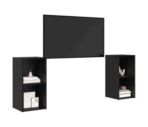 Tv Skapīšu Komplekts 2 Pcs Melni Ozoli 72 X 35 X 36.5 Cm Vidaxl
