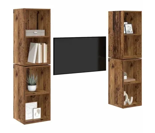 Sienas Tv Skapis 4 Pcs Vecs Koks 37 X 37 X 72 Cm Vidaxl
