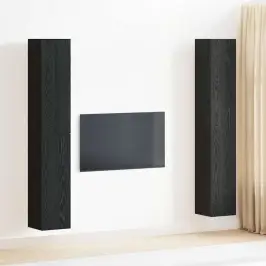 Televizoriaus Spintelė 4 Pcs Juoda Ąžuolo 30,5 X 30 X 90 Cm
