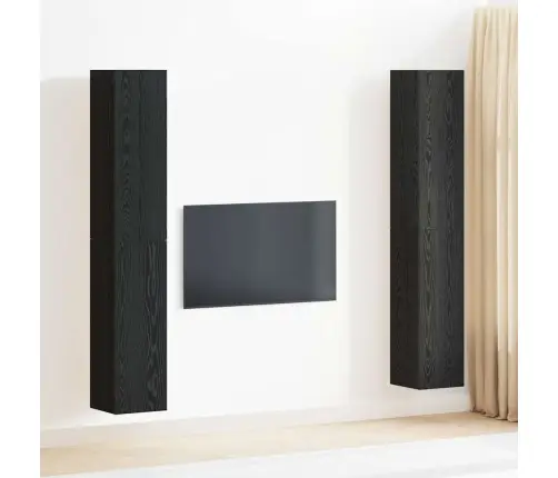 Televizora Skapju Komplekts 4 Pcs Melns Ozols 30.5 X 30 X 90 Cm Vidaxl
