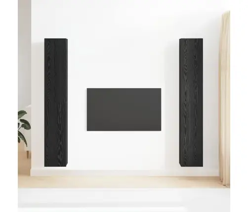 Televizora Skapju Komplekts 4 Pcs Melns Ozols 30.5 X 30 X 90 Cm Vidaxl