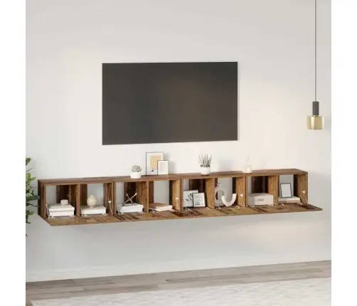 Tv Spintelių Komplektas 4 Pcs Senovinis Medis 60 X 30 X 30 Cm