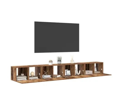 Tv Spintelių Komplektas 4 Pcs Senovinis Medis 60 X 30 X 30 Cm