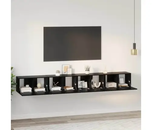 Tv Skapīšu Komplekts 4 Pcs Melni Ozoli Vidējs 30 X 60 X 30.5 Cm Vidaxl