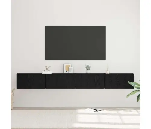 Tv Skapīšu Komplekts 4 Pcs Melni Ozoli Vidējs 30 X 60 X 30.5 Cm Vidaxl