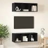 Sieniniai Televizorių Spintelės 2 Pcs Juoda Ąžuolo