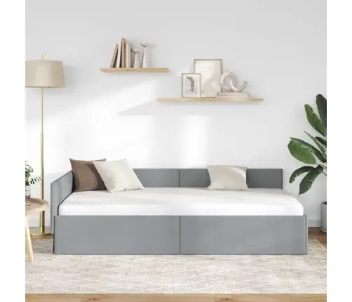 Stūra Gultas Rāmis Ar Galvas Klāju Gaiši Pelēka 80 X 200 Cm Vidaxl