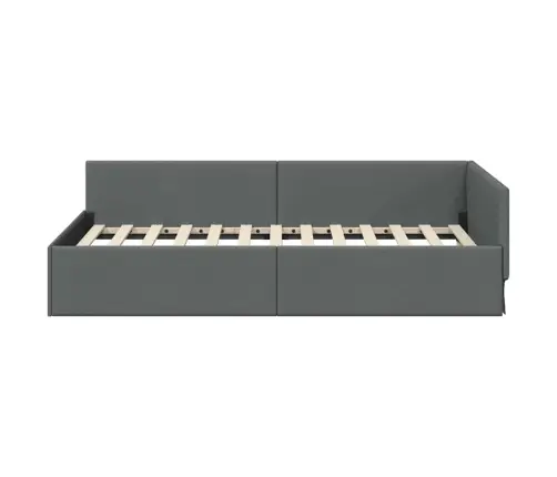 Stūra Gultas Rāmis Ar Galvas Klāju Tumši Pelēka 80 X 200 Cm Vidaxl