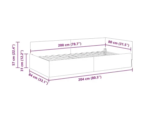 Stūra Gultas Rāmis Ar Galvas Klāju Tumši Pelēka 80 X 200 Cm Vidaxl