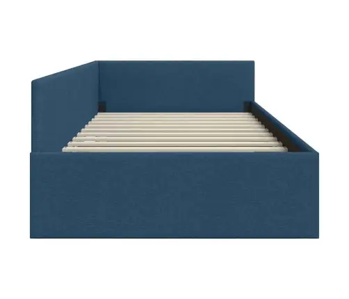 Stūra Gultas Rāmis Zila 80 X 200 Cm Audums Un Inženierijas Koks Vidaxl