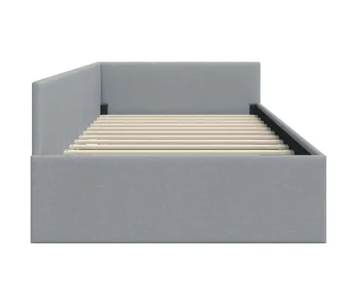 Stūra Gultas Rāmis Ar Galvas Klāju Gaiši Pelēka 90 X 200 Cm Vidaxl