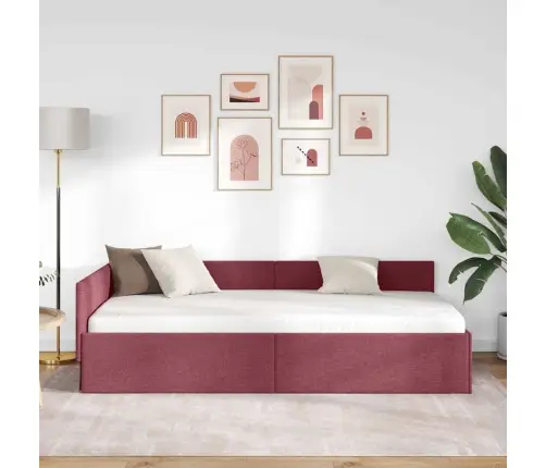 Stūra Gultas Rāmis Ar Galvas Klāju Vīnsarkans 90 X 200 Cm Vidaxl