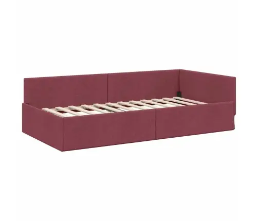Stūra Gultas Rāmis Ar Galvas Klāju Vīnsarkans 90 X 200 Cm Vidaxl