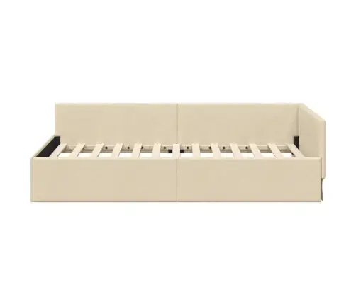 Stūra Gultas Rāmis Ar Galvas Klāju Krēmkrāsa 90 X 200 Cm Vidaxl