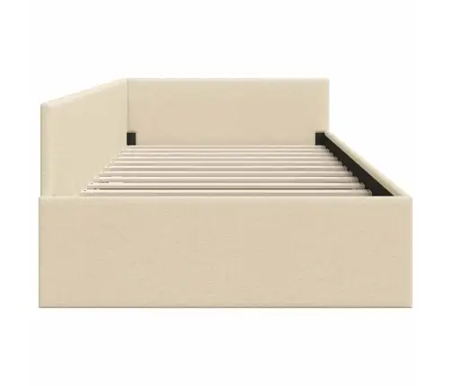 Stūra Gultas Rāmis Ar Galvas Klāju Krēmkrāsa 90 X 200 Cm Vidaxl