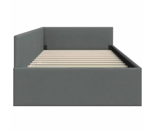 Stūra Gultas Rāmis Ar Galvas Klāju Tumši Pelēka 100 X 200 Cm Vidaxl