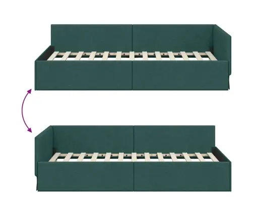 Kampinė Lovos Konstrukcija Tamsiai Žalia 100 Cm X 200 Cm