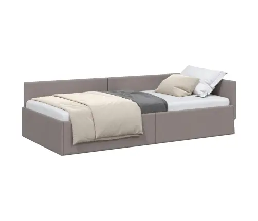 Kampinė Lovos Konstrukcija Taupe 100 Cm X 200 Cm Aksomas