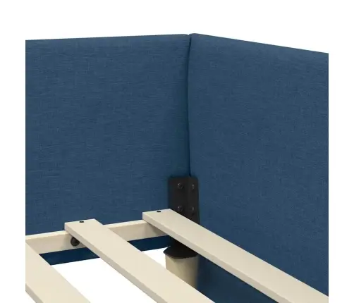 Stūra Gultas Rāmis Ar Galvas Klāju Zila 100 X 200 Cm Vidaxl