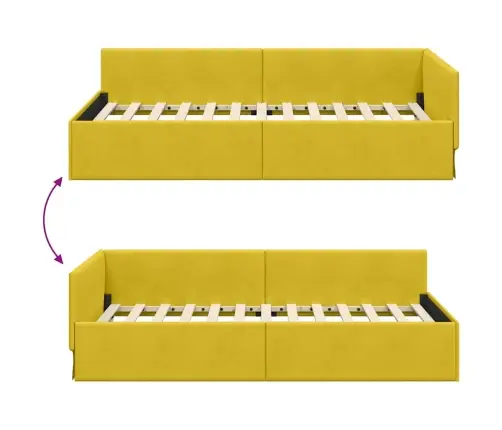 Kampinė Lovos Konstrukcija Su Galvūgalio Geltona 80 Cm X 200 Cm