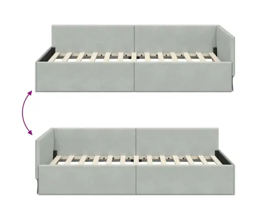 Stūra Gultas Rāmis Cits Gaiši Pelēka 90 X 190 Cm Vidaxl